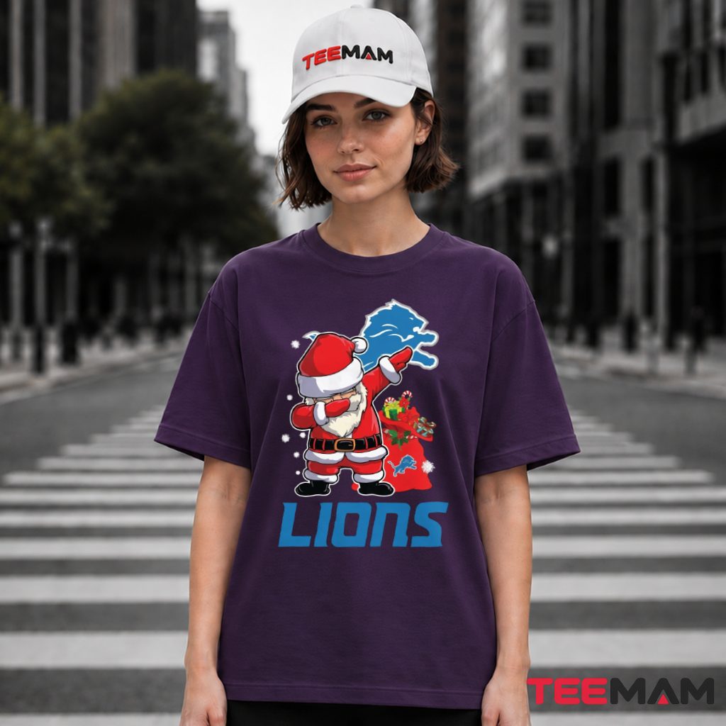 Detroit Lions Santa Dabbing Christmas T-Shirt