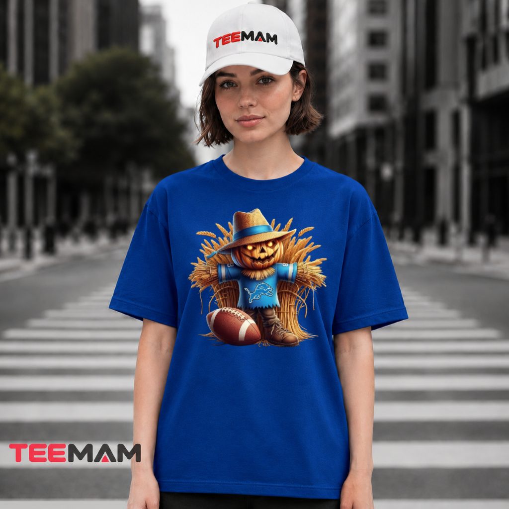 Detroit Lions Scarecrow Pumpkin Halloween T-Shirt