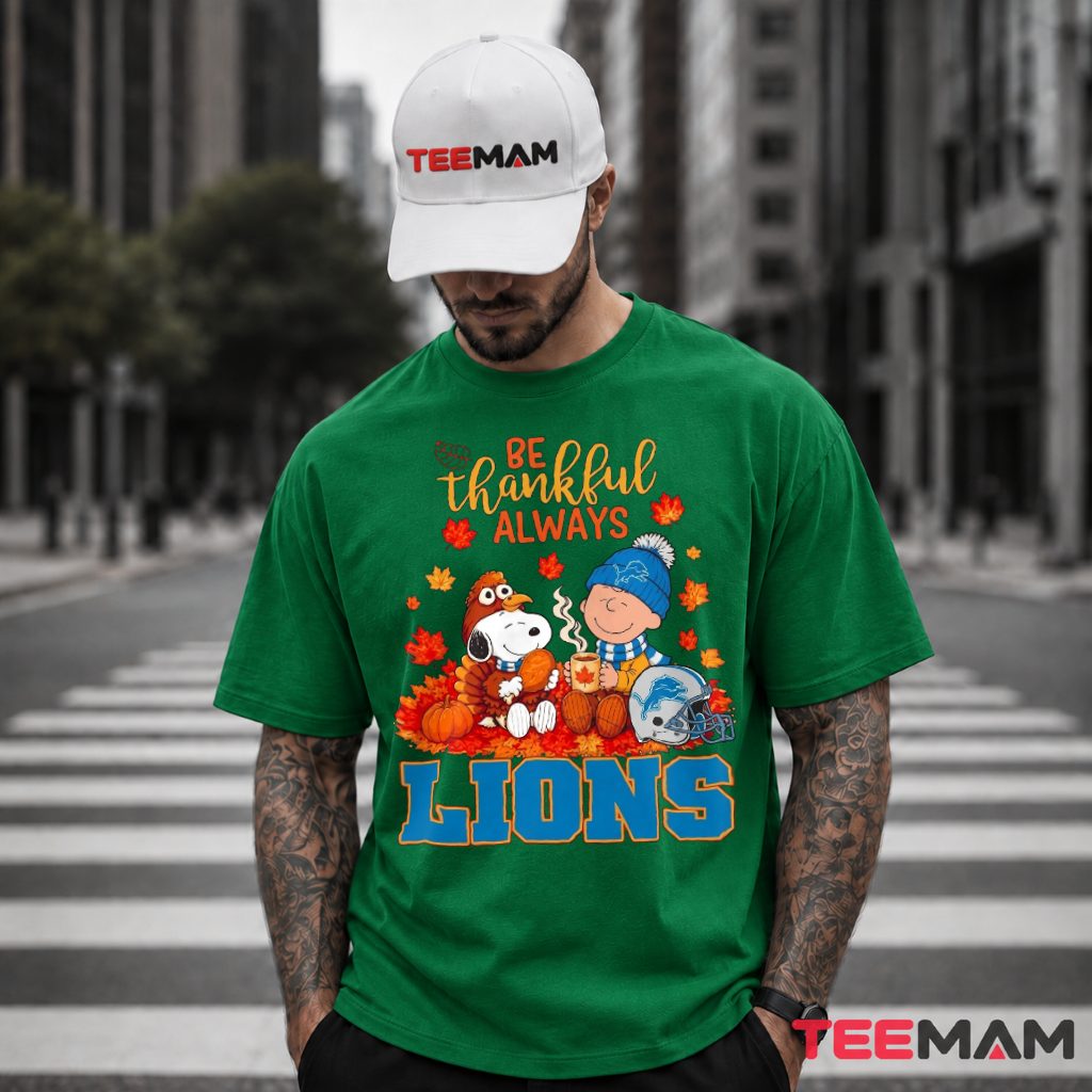 Detroit Lions Snoopy Thankful Thanksgiving T-Shirt