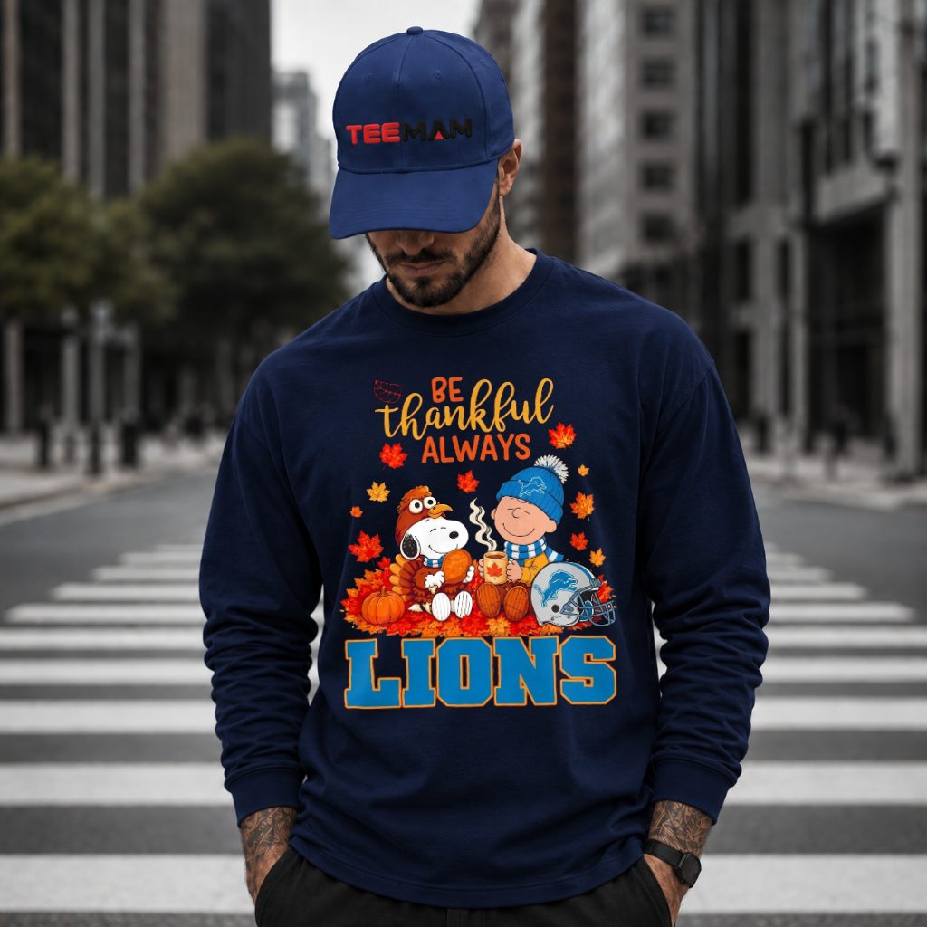 Detroit Lions Snoopy Thankful Thanksgiving Long Sleeve Detroit Lions Snoopy Thankful Thanksgiving Long Sleeve