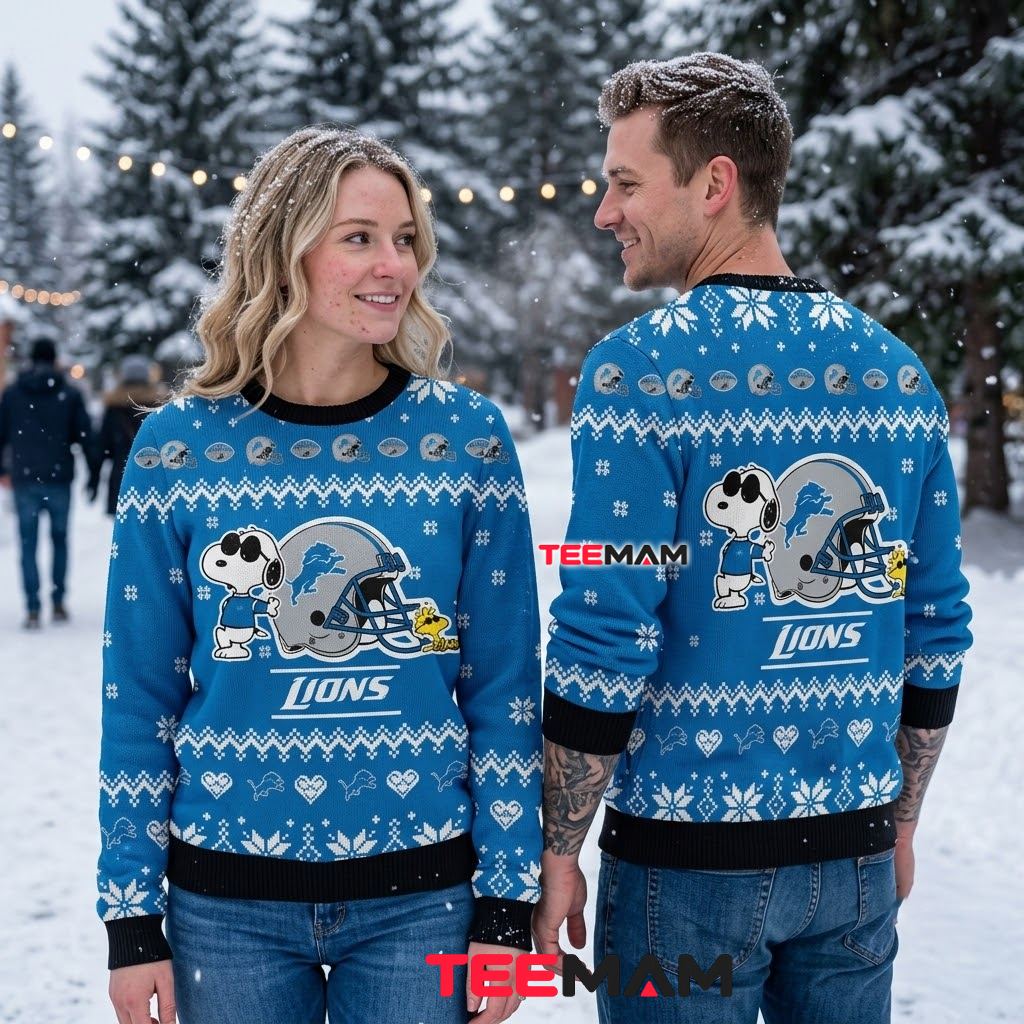 Detroit Lions Ugly Christmas Sweater Snoopy Joe Cool Woodstock Helmet Back Detroit Lions Ugly Christmas Sweater Snoopy Joe Cool Woodstock Helmet Back
