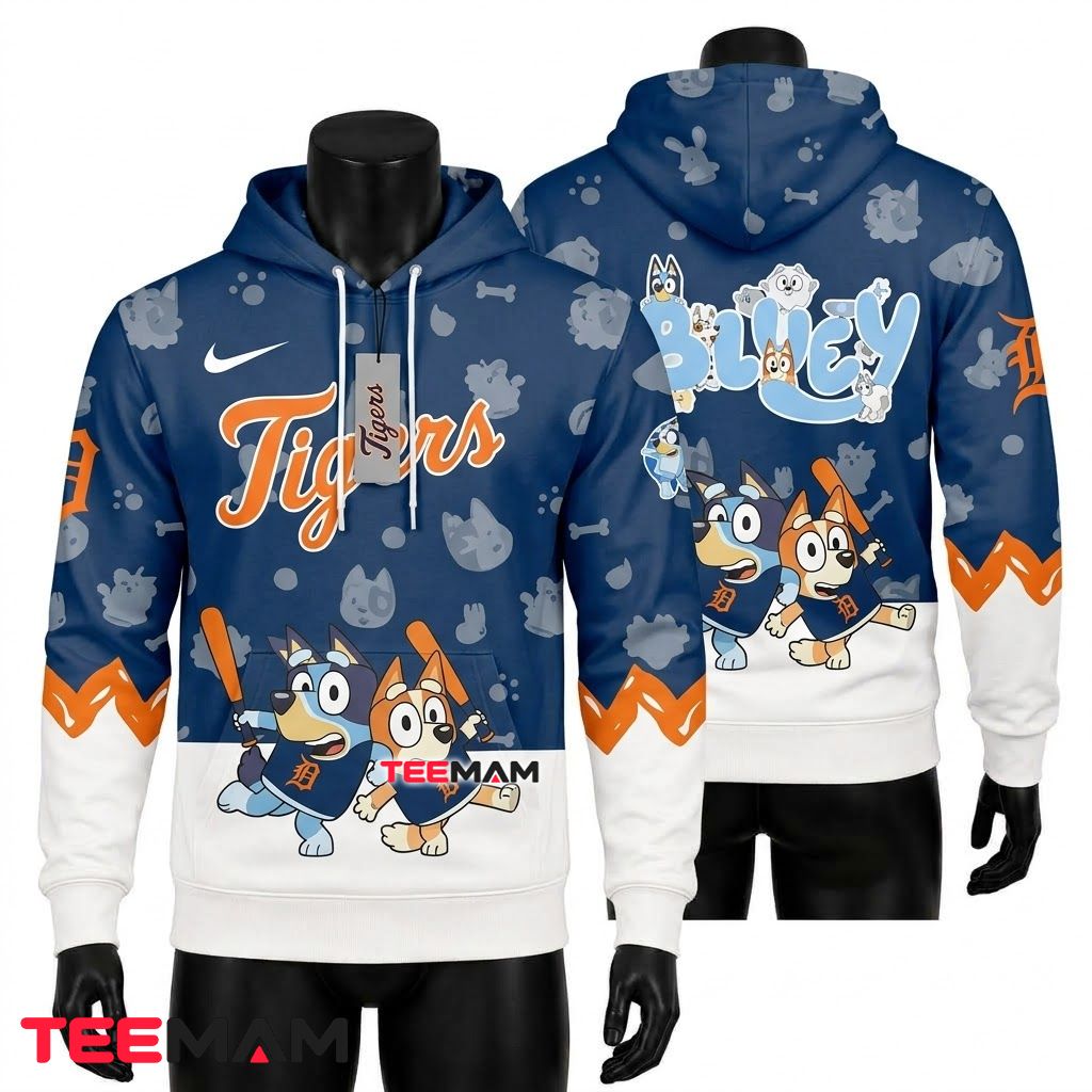 Detroit Tigers 3D Hoodie Bluey Blue Night Navy Front