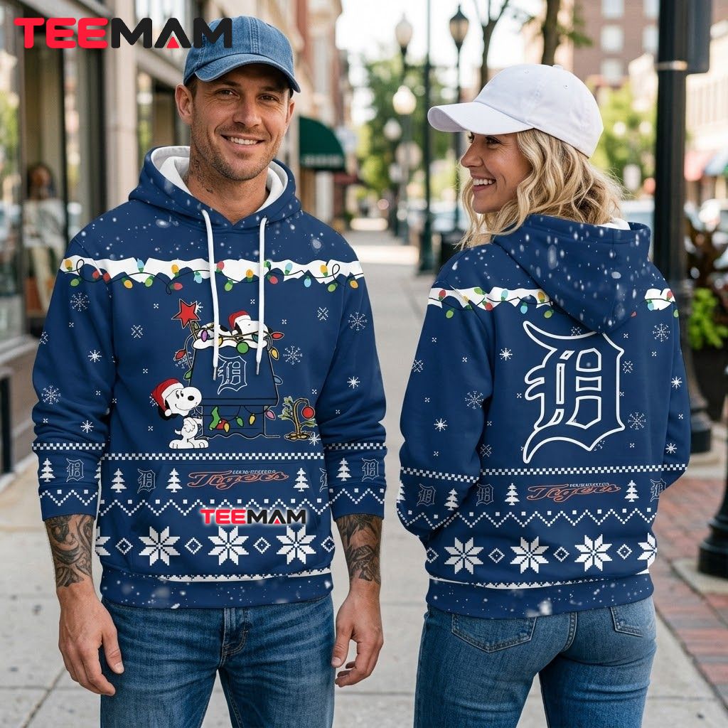 Detroit Tigers 3D Hoodie Snoopy Doghouse Christmas Lights Back Detroit Tigers 3D Hoodie Snoopy Doghouse Christmas Lights Back