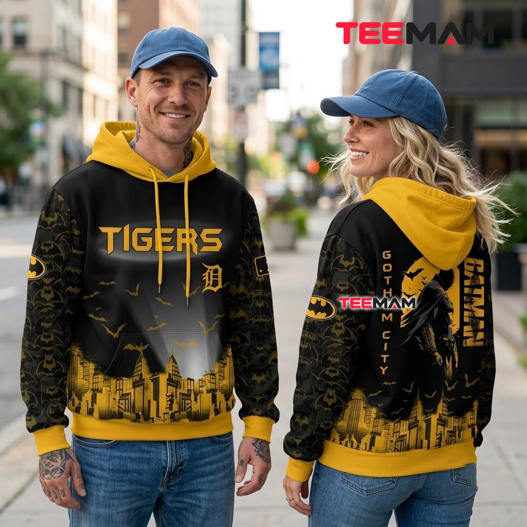 Detroit Tigers All Over Print 3D Hoodie Batman Gotham City Black Yellow Back Detroit Tigers All Over Print 3D Hoodie Batman Gotham City Black Yellow Back