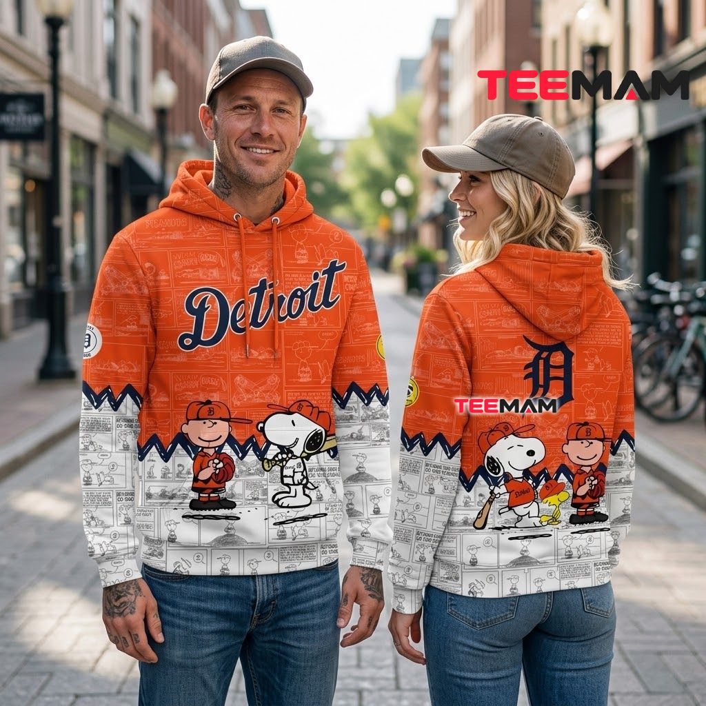 Detroit Tigers All Over Print 3D Hoodie Snoopy Charlie Brown Comic Strip Back Detroit Tigers All Over Print 3D Hoodie Snoopy Charlie Brown Comic Strip Back