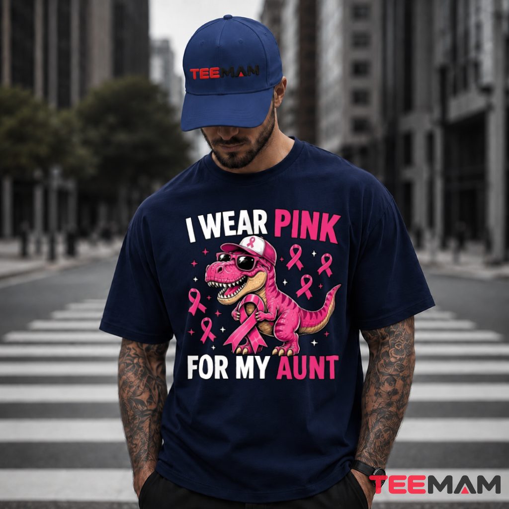 Dinosaur Cap Sunglasses I Wear Pink Aunt T-Shirt