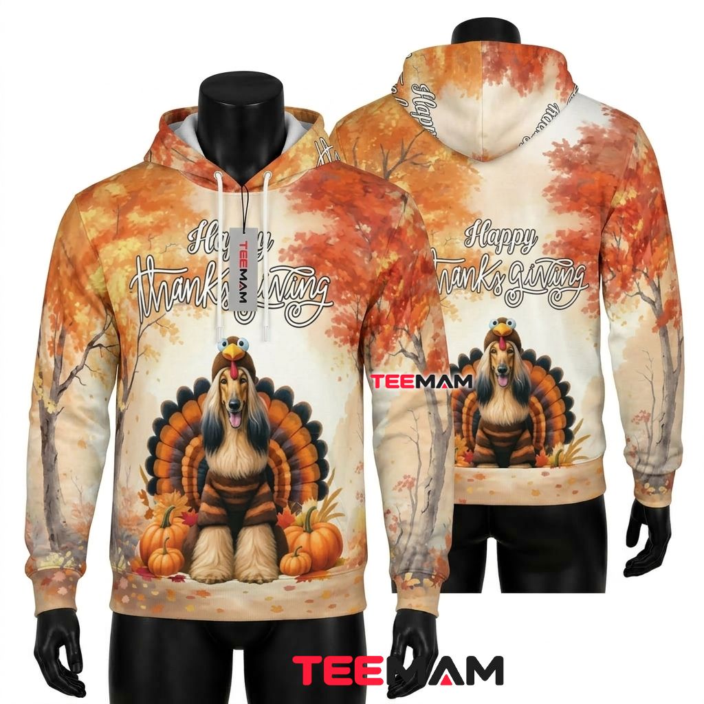 Dog Turkey Thanksgiving 3D Hoodie Happy Thanksgiving Front