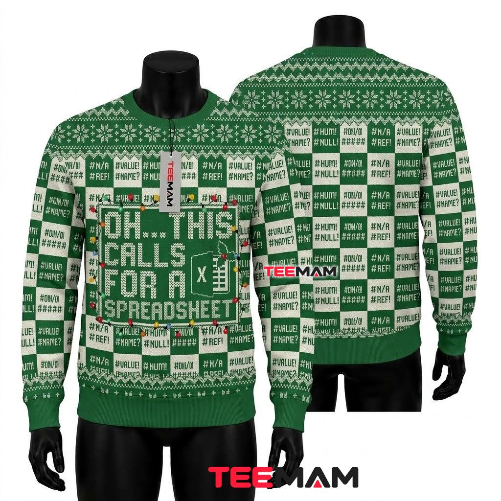 Excel Checkerboard Ugly Christmas Sweater Spreadsheet Joke Print Front