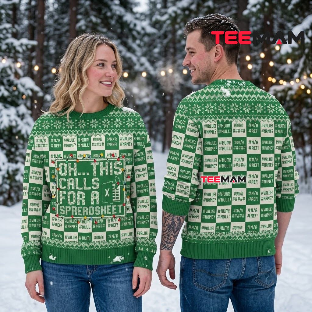 Excel Checkerboard Ugly Christmas Sweater Spreadsheet Joke Print Back Excel Checkerboard Ugly Christmas Sweater Spreadsheet Joke Print Back