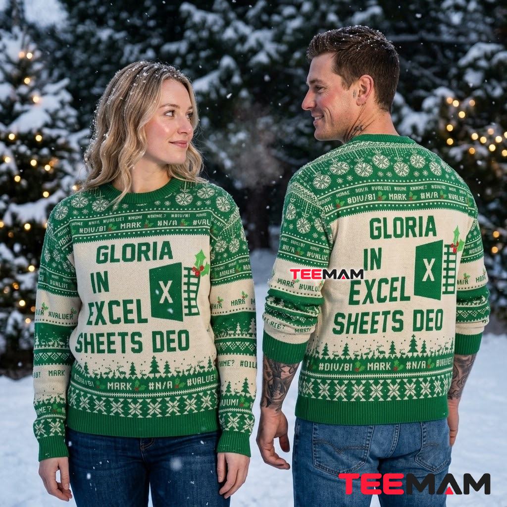 Excel Gloria In Sheets Deo Ugly Christmas Sweater Funny Formula Back Excel Gloria In Sheets Deo Ugly Christmas Sweater Funny Formula Back