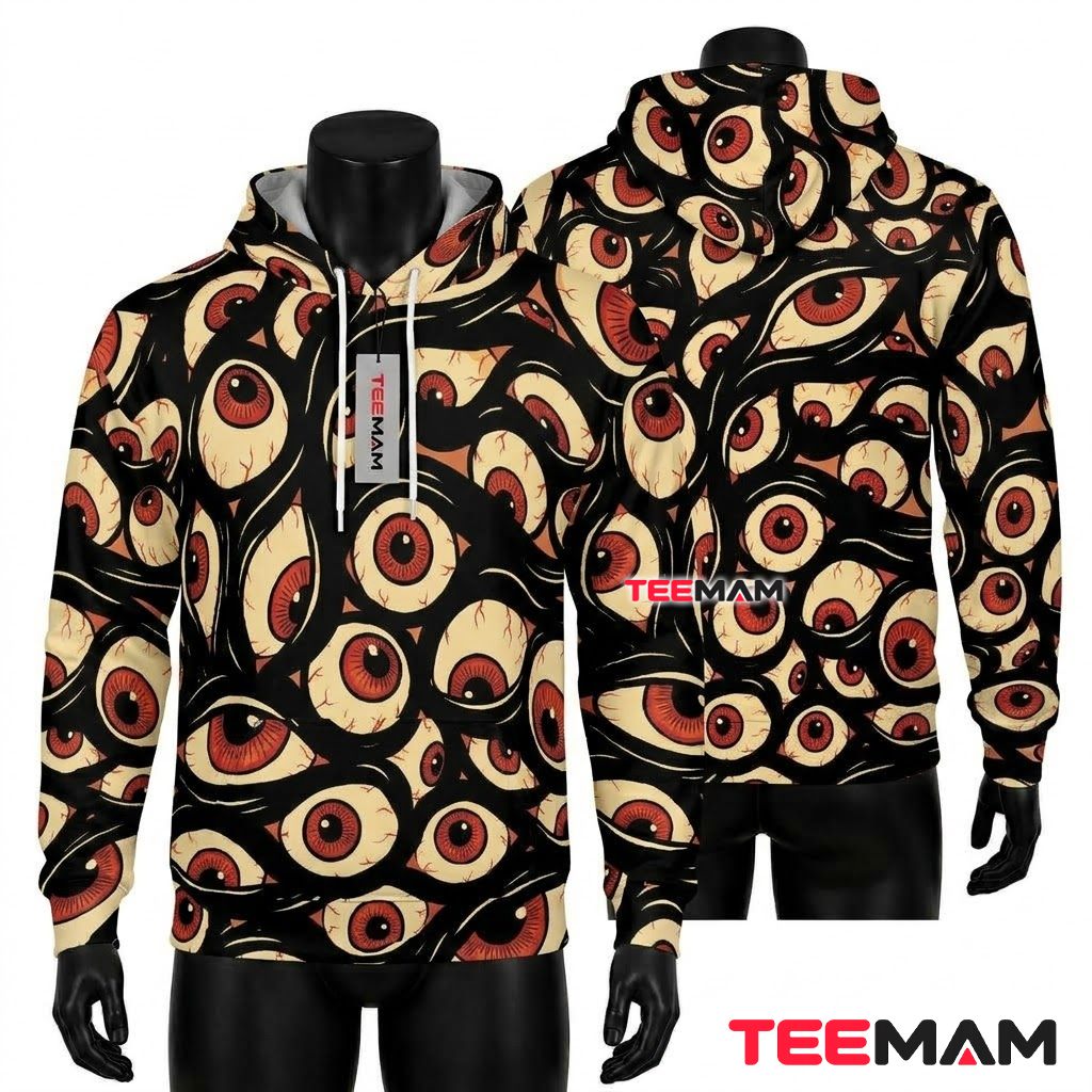 Eyeball Pattern Halloween 3D Hoodie Front