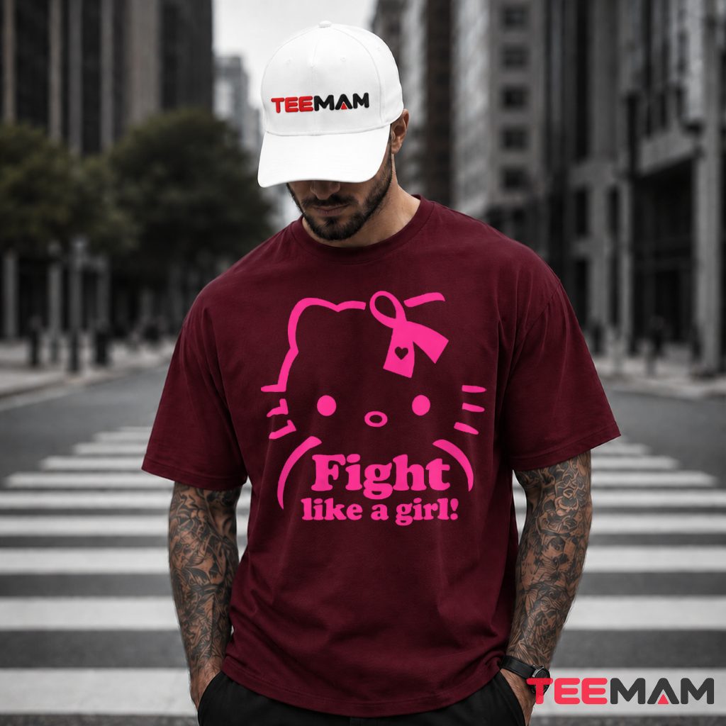 Fight Like A Girl Hello Kitty Breast Cancer T-Shirt