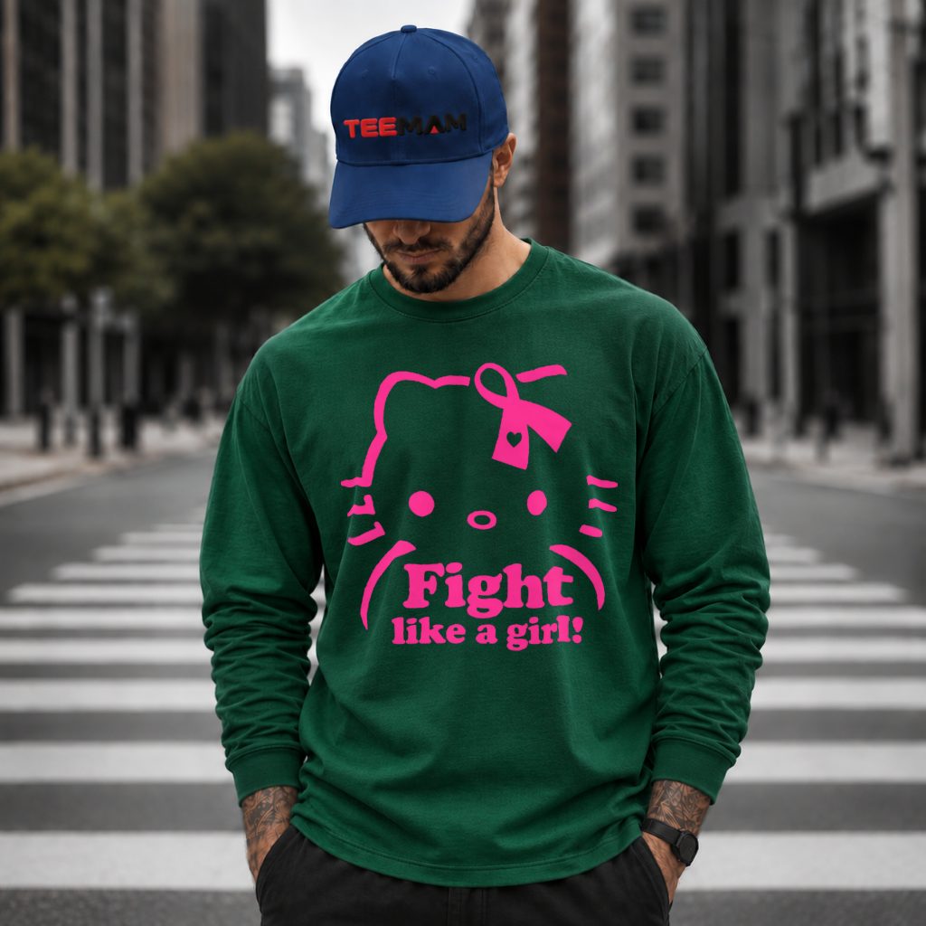 Fight Like A Girl Hello Kitty Breast Cancer Long Sleeve Fight Like A Girl Hello Kitty Breast Cancer Long Sleeve