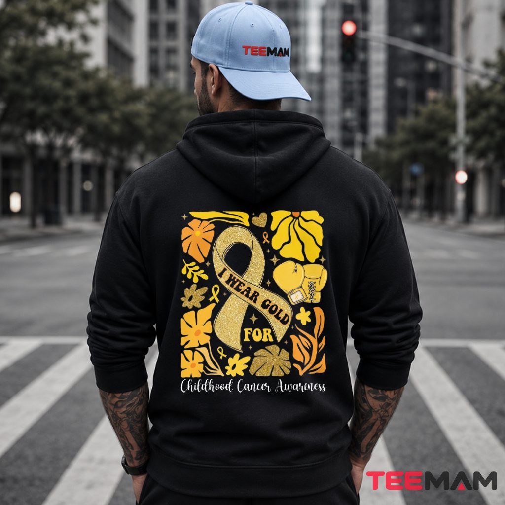 Floral Gold Ribbon I Wear Gold For Hoodie Floral Gold Ribbon I Wear Gold For Hoodie
