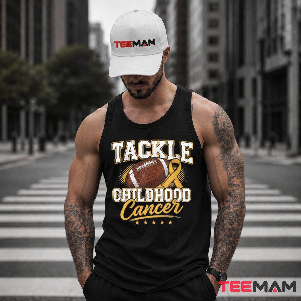 Football Gold Ribbon Tackle Childhood Cancer Tank Top Football Gold Ribbon Tackle Childhood Cancer Tank Top
