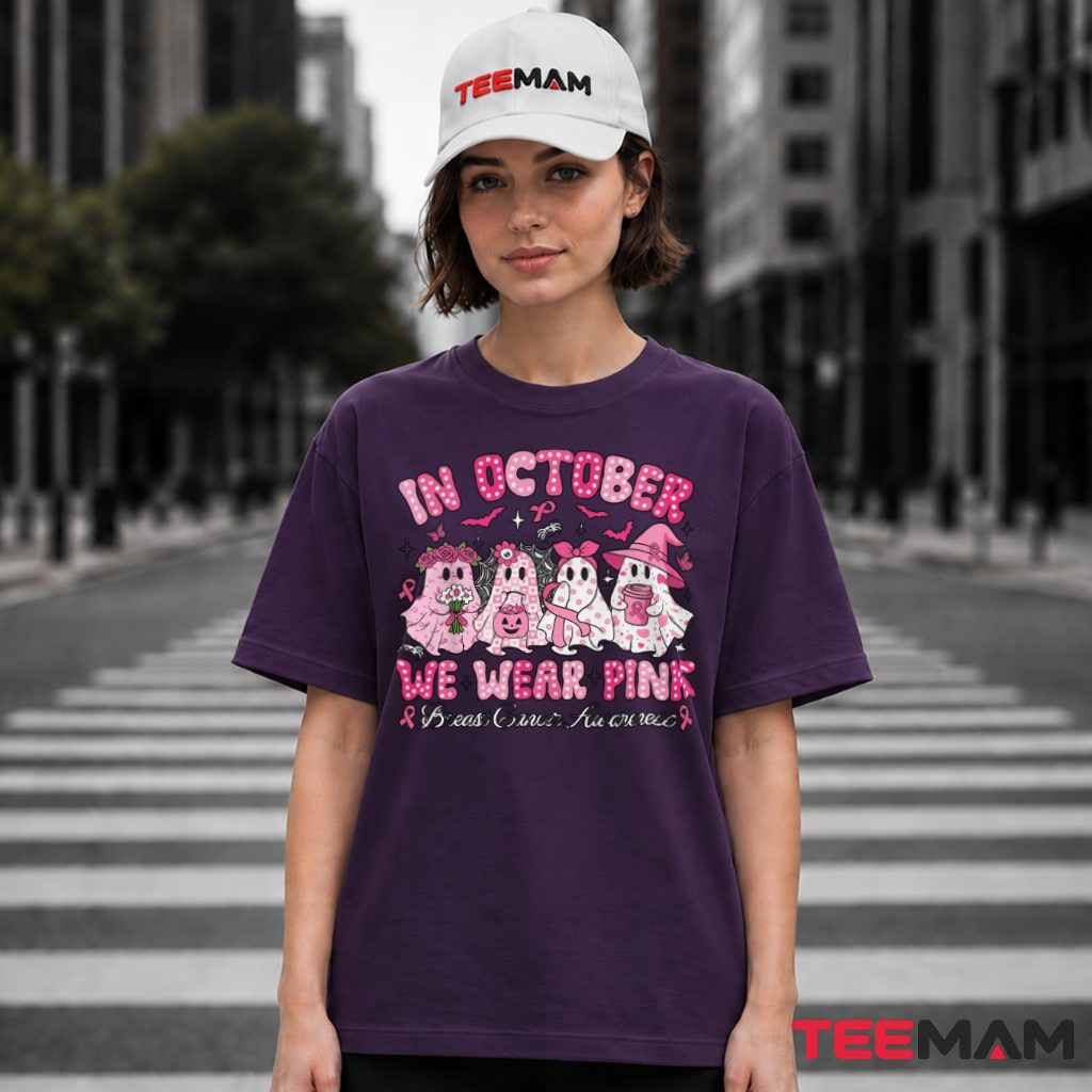 Four Ghosts Group Bride Pumpkin Halloween Pink T-Shirt
