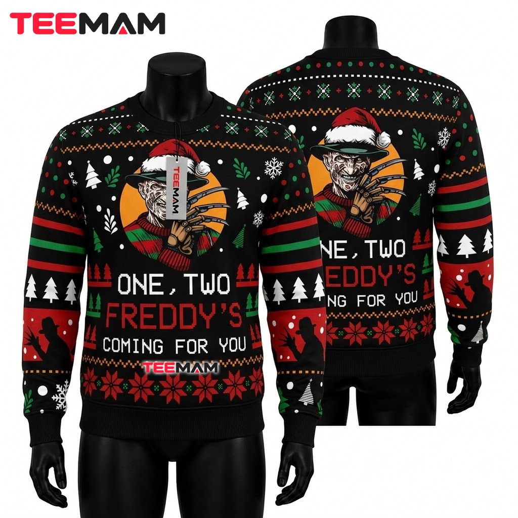 Freddy Krueger Ugly Halloween Sweater One Two Coming Front
