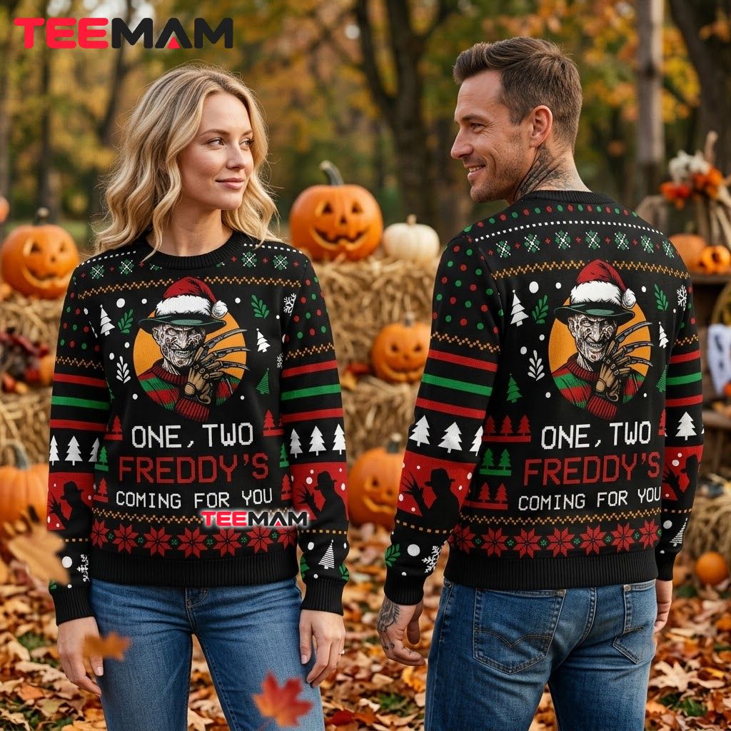 Freddy Krueger Ugly Halloween Sweater One Two Coming Back Freddy Krueger Ugly Halloween Sweater One Two Coming Back