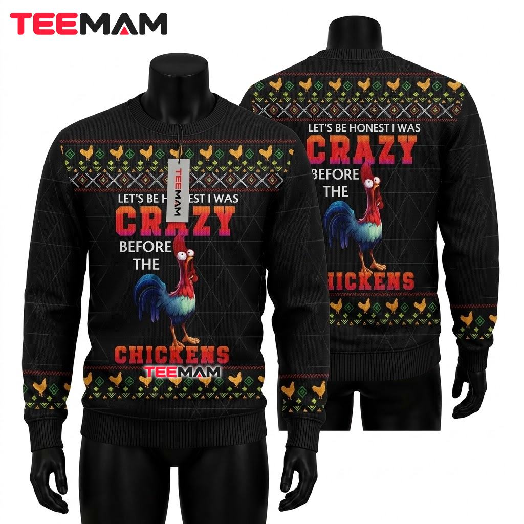 Funny Chicken Ugly Christmas Sweater Crazy Before Chickens Front