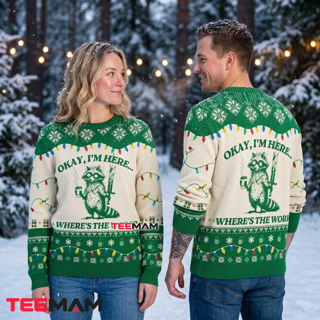 Funny Raccoon Ugly Christmas Sweater Wheres The Work Back Funny Raccoon Ugly Christmas Sweater Wheres The Work Back