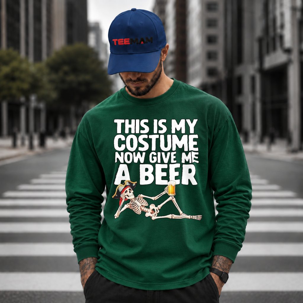 Funny Skeleton Costume Beer Halloween Long Sleeve Funny Skeleton Costume Beer Halloween Long Sleeve