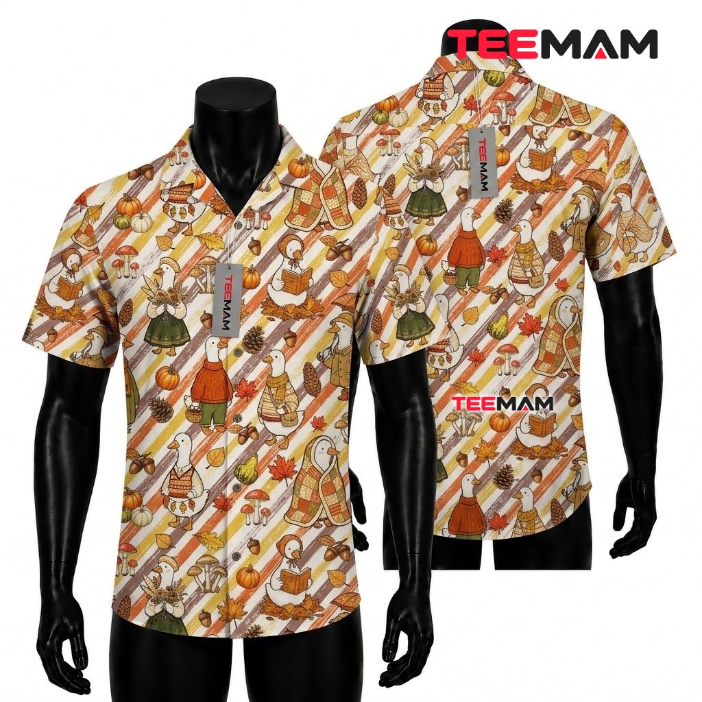 Geese Thanksgiving Hawaiian Shirt In Sweaters Vintage Fall Front