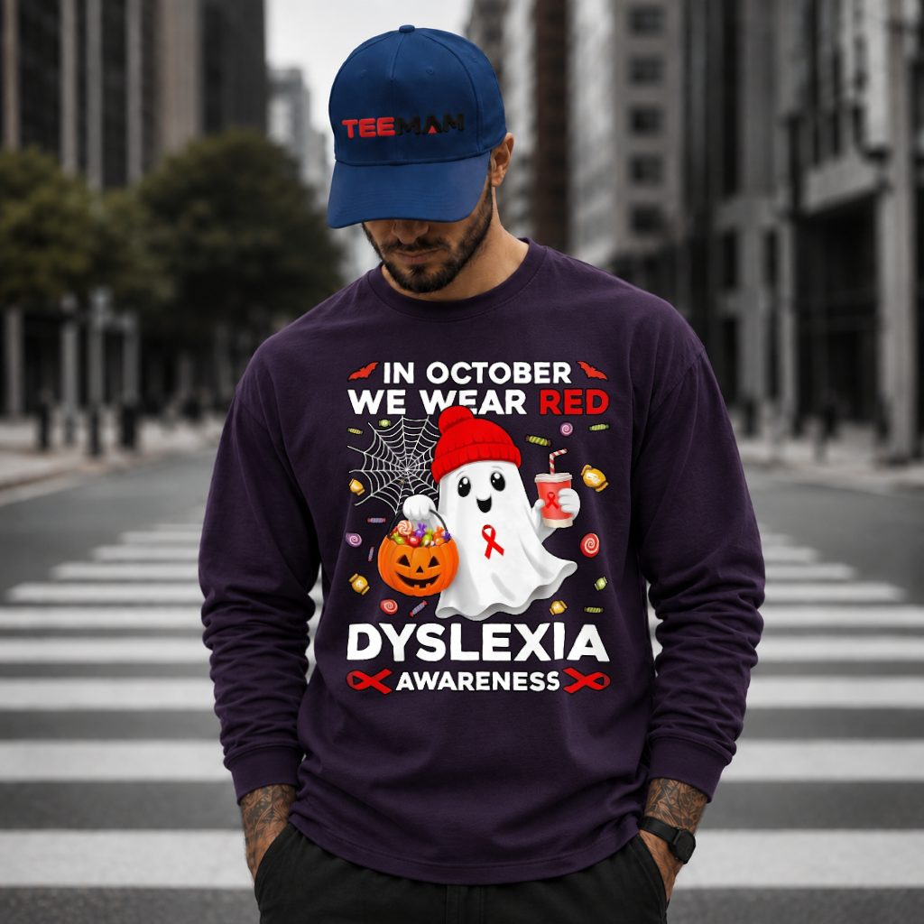 Ghost Beanie Pumpkin Dyslexia Awareness Long Sleeve Ghost Beanie Pumpkin Dyslexia Awareness Long Sleeve