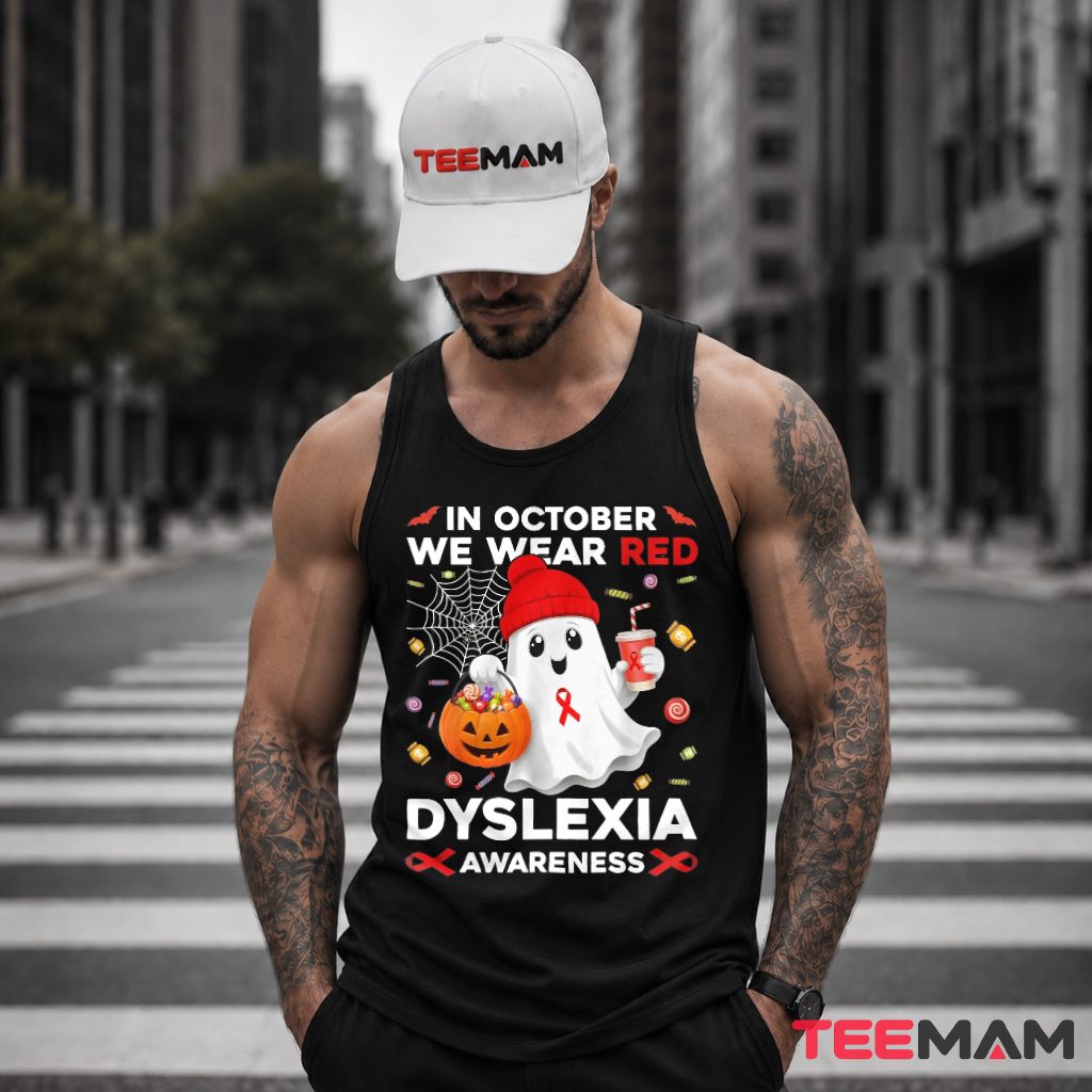Ghost Beanie Pumpkin Dyslexia Awareness Tank Top Ghost Beanie Pumpkin Dyslexia Awareness Tank Top