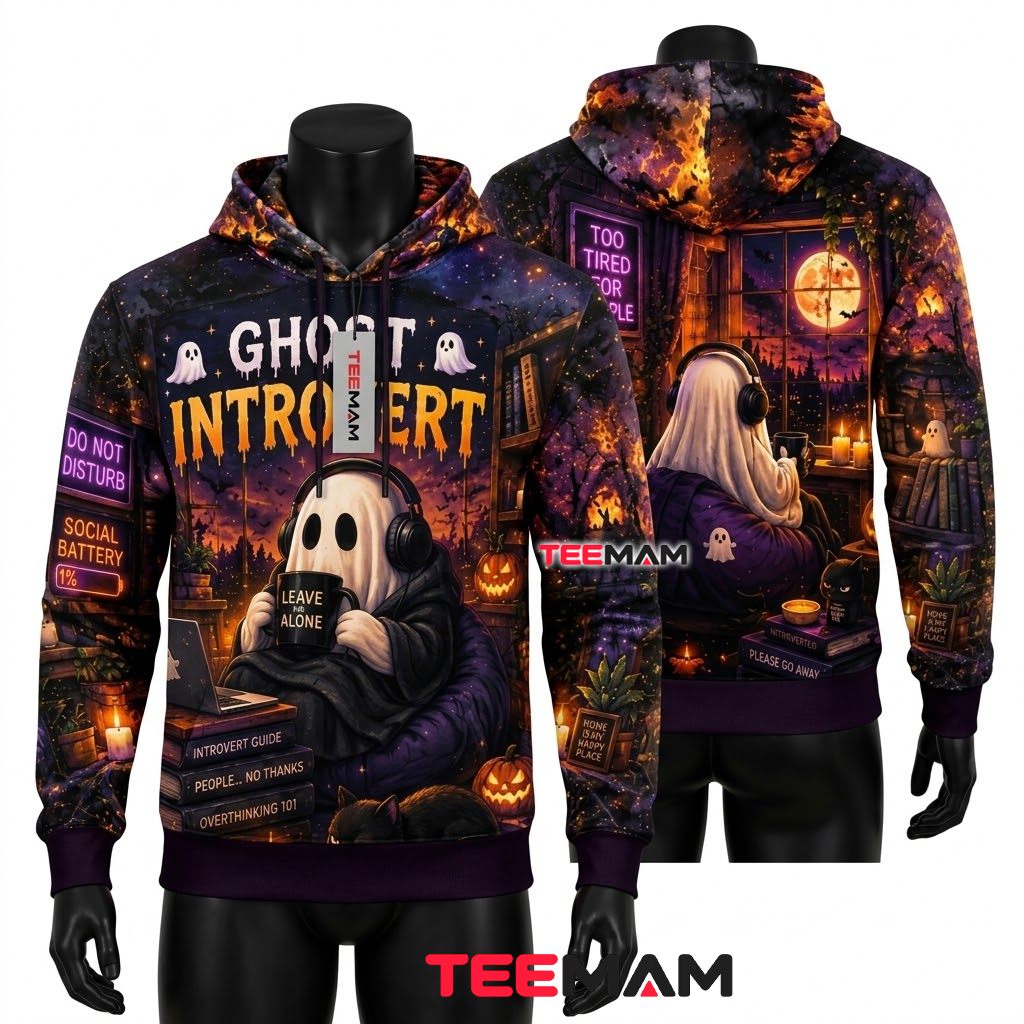 Ghost Halloween 3D Hoodie Ghost Introvert Do Not Disturb Front