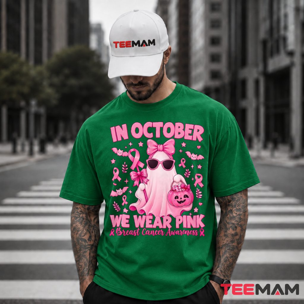 Ghost Sunglasses Bow Pumpkin October Pink T-Shirt