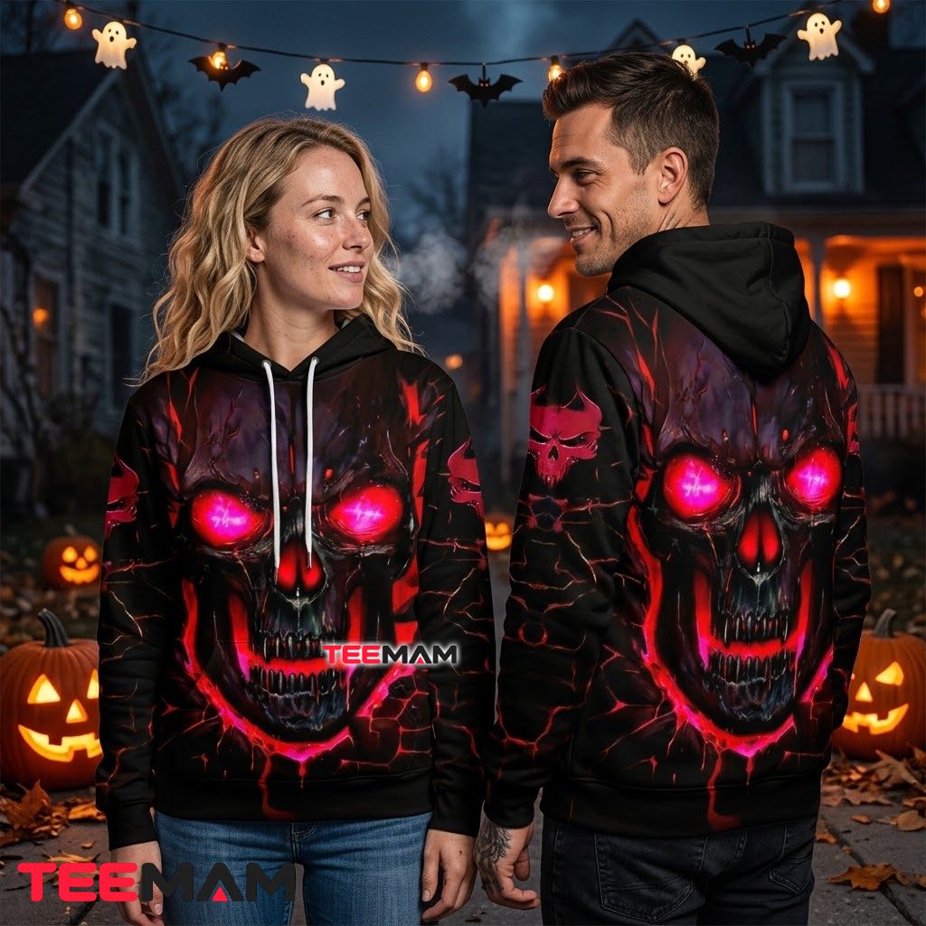 Glowing Red Eyes Skull 3D Hoodie Back Glowing Red Eyes Skull 3D Hoodie Back