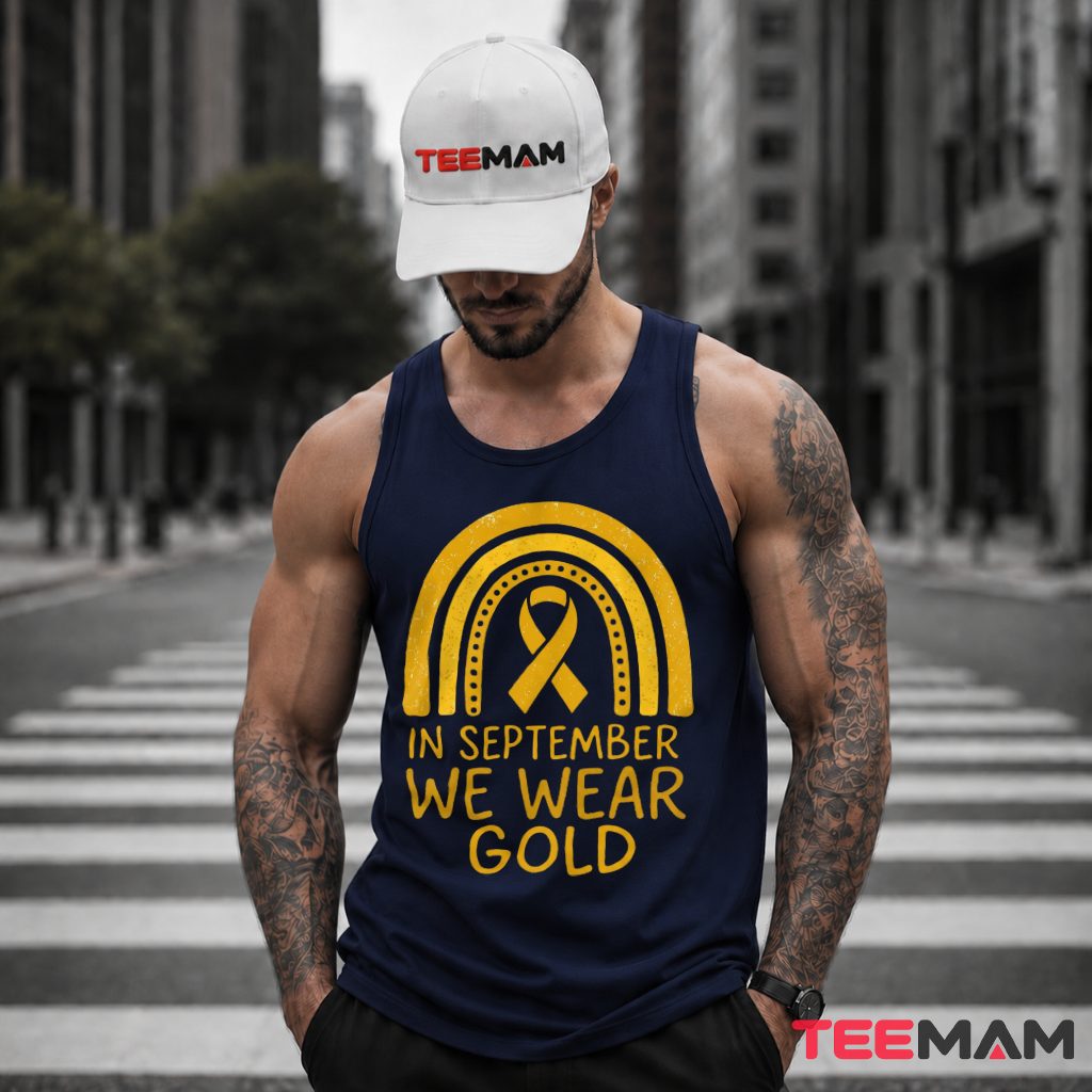 Gold Ribbon Rainbow September Childhood Cancer Tank Top Gold Ribbon Rainbow September Childhood Cancer Tank Top
