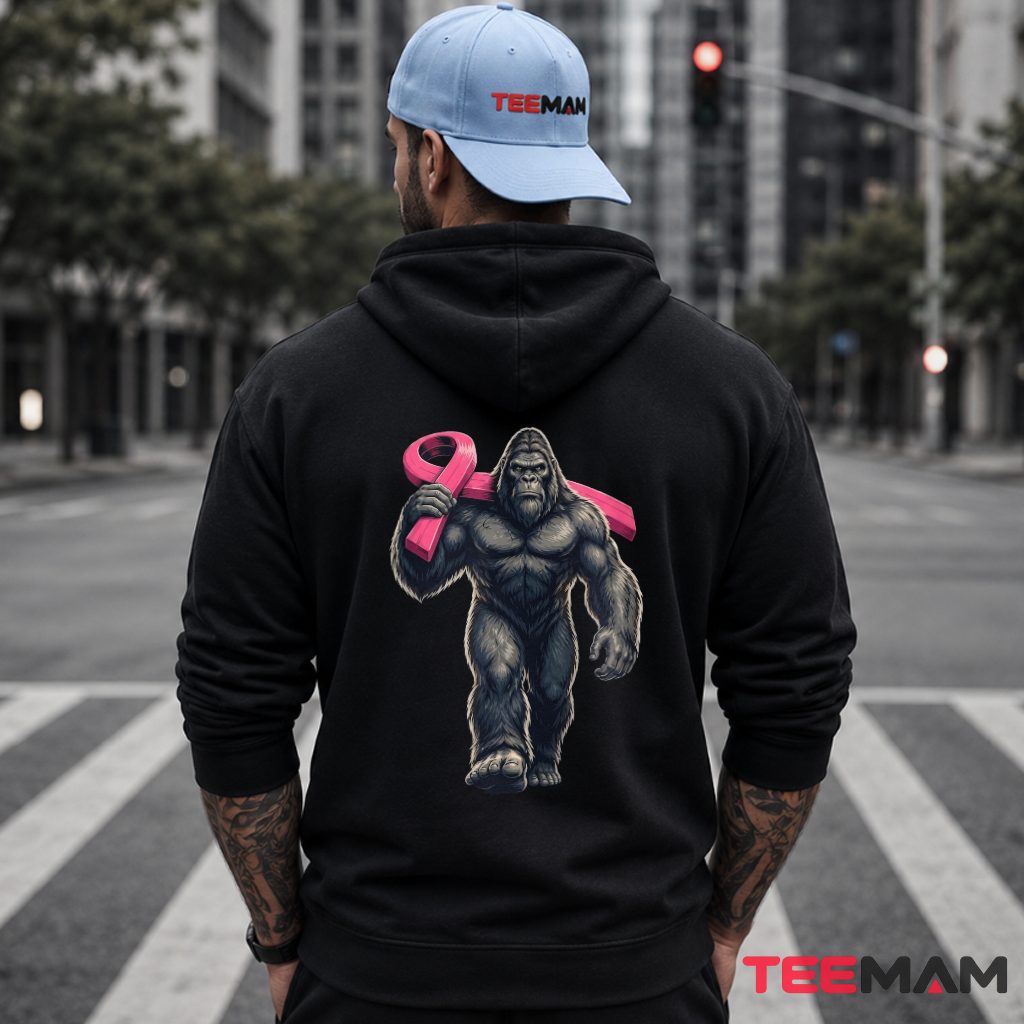 Gorilla Carrying Pink Ribbon Awareness Hoodie Gorilla Carrying Pink Ribbon Awareness Hoodie