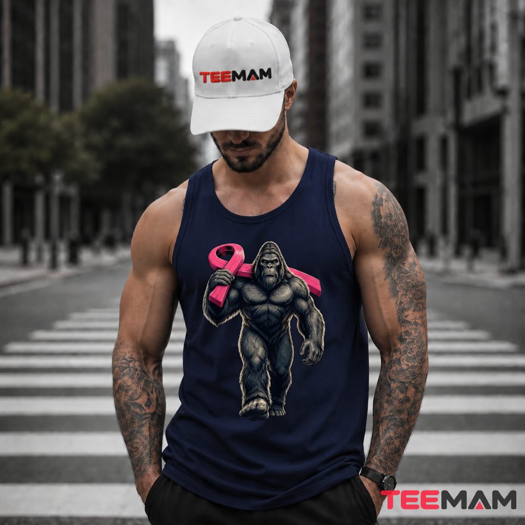 Gorilla Carrying Pink Ribbon Awareness Tank Top Gorilla Carrying Pink Ribbon Awareness Tank Top