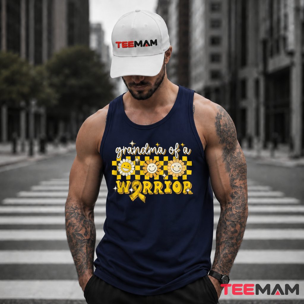 Grandma Of A Warrior Sunflower Checkered Gold Tank Top Grandma Of A Warrior Sunflower Checkered Gold Tank Top