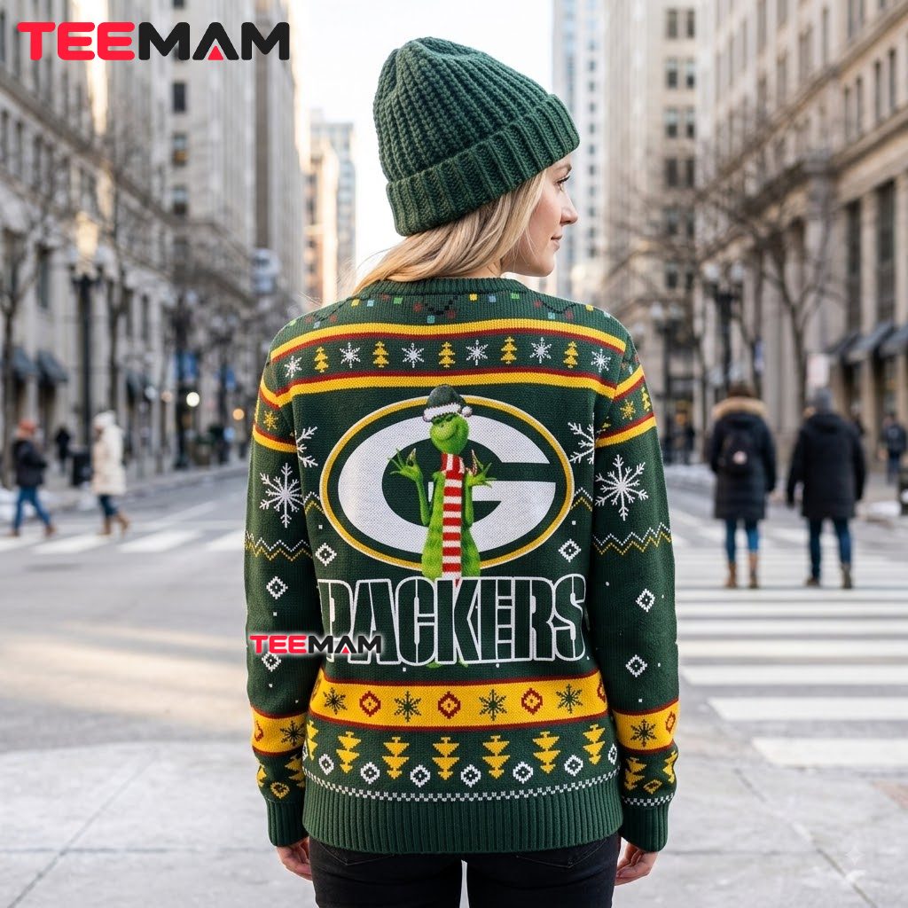 Green Bay Packers Christmas Ugly Sweater Grinch Scarf Logo Design Version 3 Green Bay Packers Christmas Ugly Sweater Grinch Scarf Logo Design Version 3