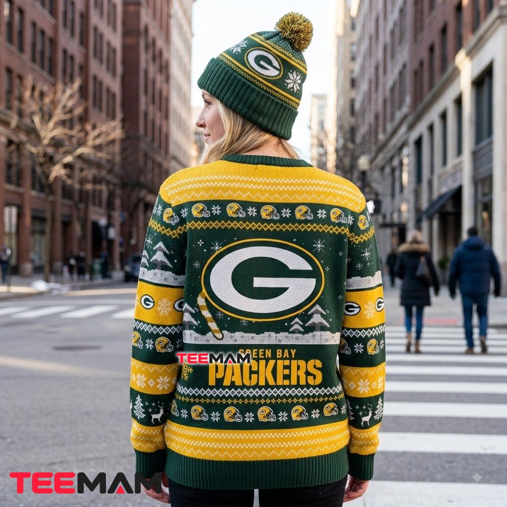 Green Bay Packers Christmas Ugly Sweater Mickey Minnie Winter Design Version 3 Green Bay Packers Christmas Ugly Sweater Mickey Minnie Winter Design Version 3