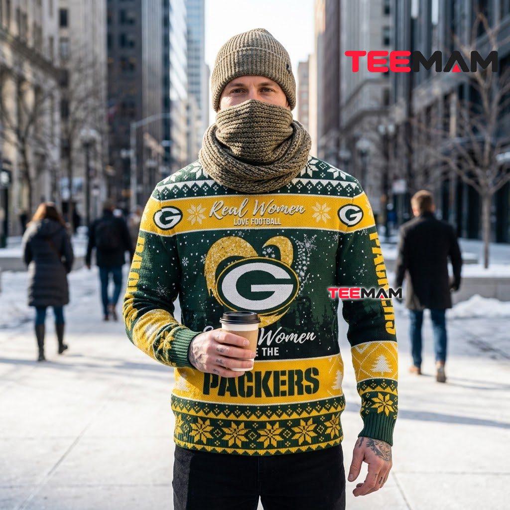 Green Bay Packers Christmas Ugly Sweater Smart Women Heart Design Back Green Bay Packers Christmas Ugly Sweater Smart Women Heart Design Back
