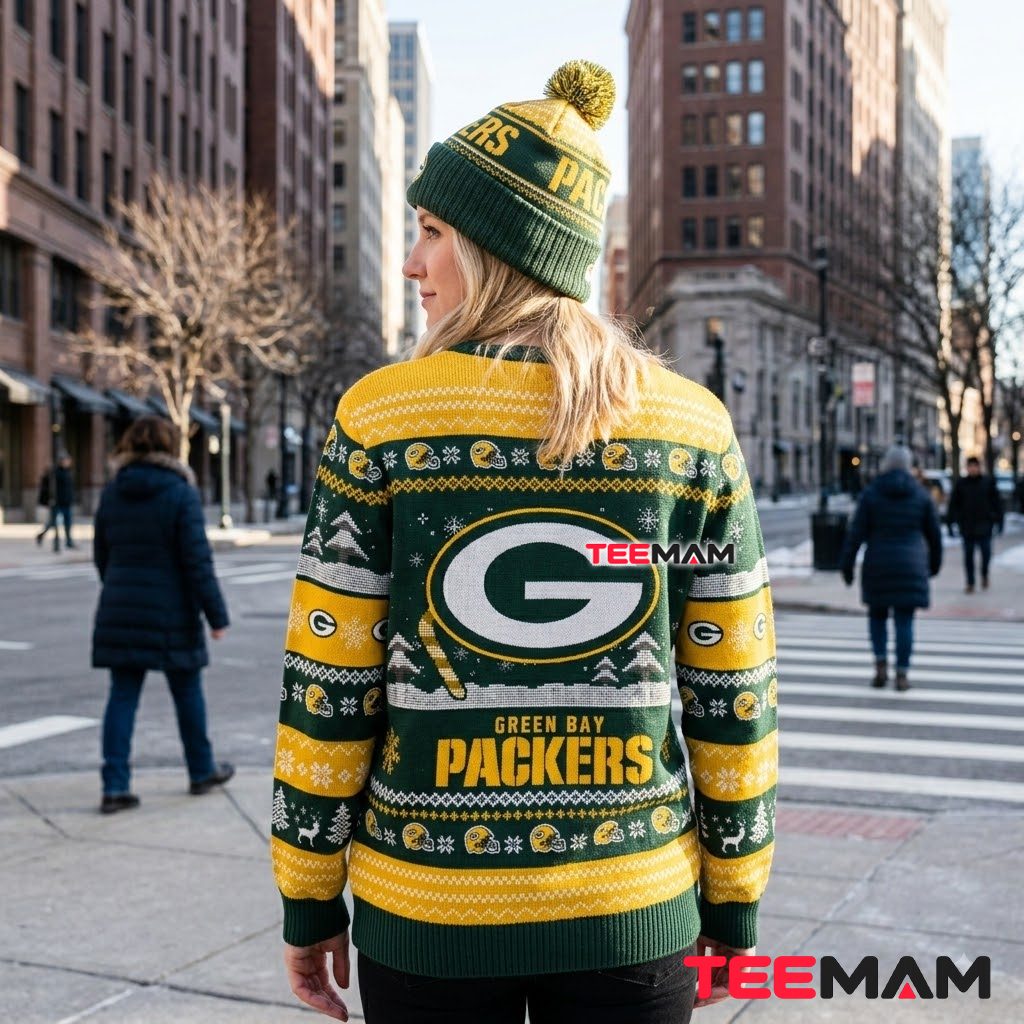 Green Bay Packers Ugly Christmas Sweater Merry Kiss My Ass Design Version 3 Green Bay Packers Ugly Christmas Sweater Merry Kiss My Ass Design Version 3