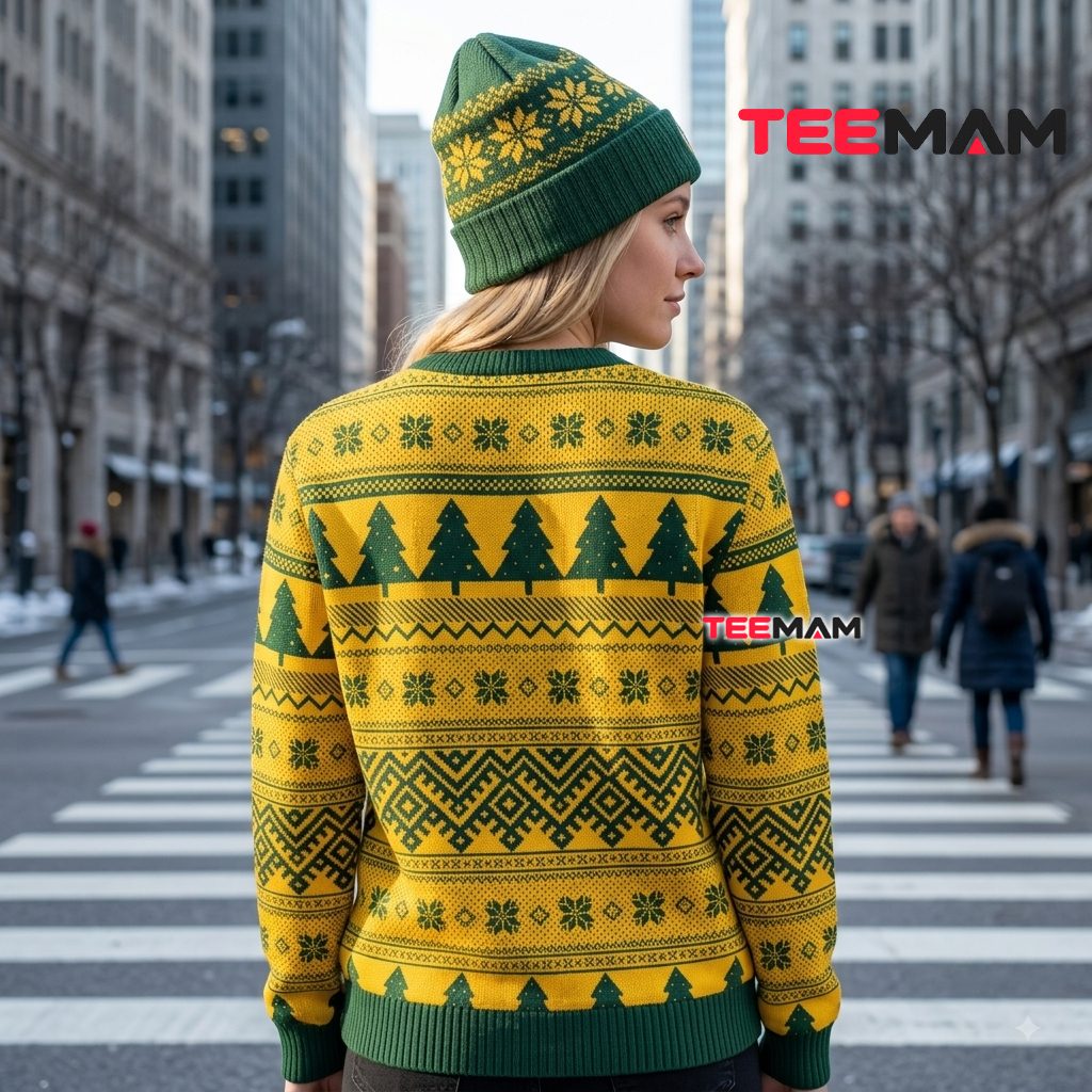 Green Bay Packers Ugly Christmas Sweater Peanuts Gang Tree Design Version 3 Green Bay Packers Ugly Christmas Sweater Peanuts Gang Tree Design Version 3