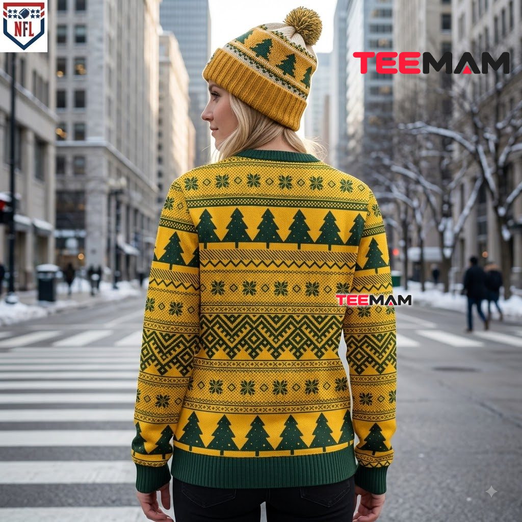 Green Bay Packers Ugly Christmas Sweater Santa Hat Wreath Design Version 3 Green Bay Packers Ugly Christmas Sweater Santa Hat Wreath Design Version 3
