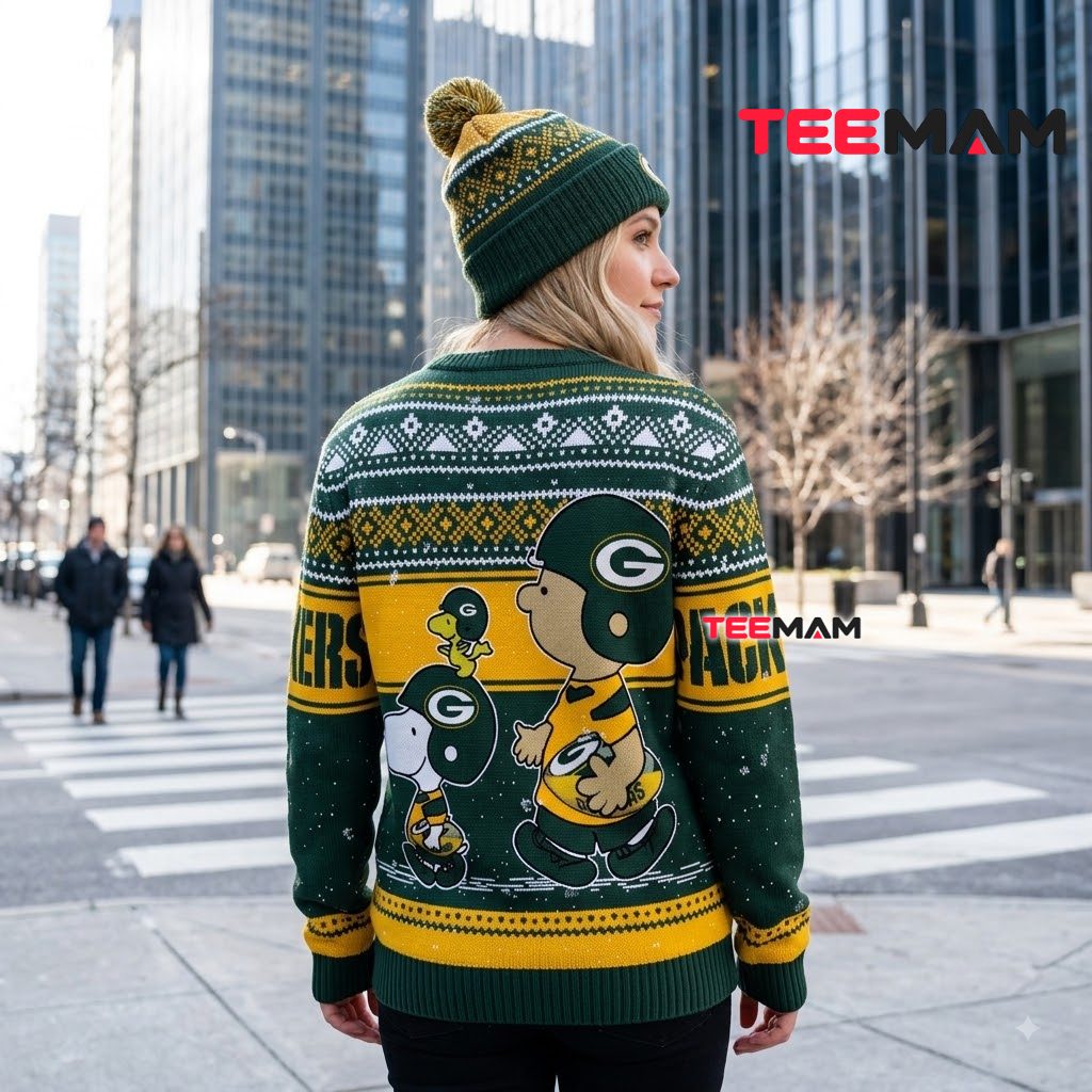 Green Bay Packers Ugly Christmas Sweater Snoopy Charlie Brown Design Version 3 Green Bay Packers Ugly Christmas Sweater Snoopy Charlie Brown Design Version 3
