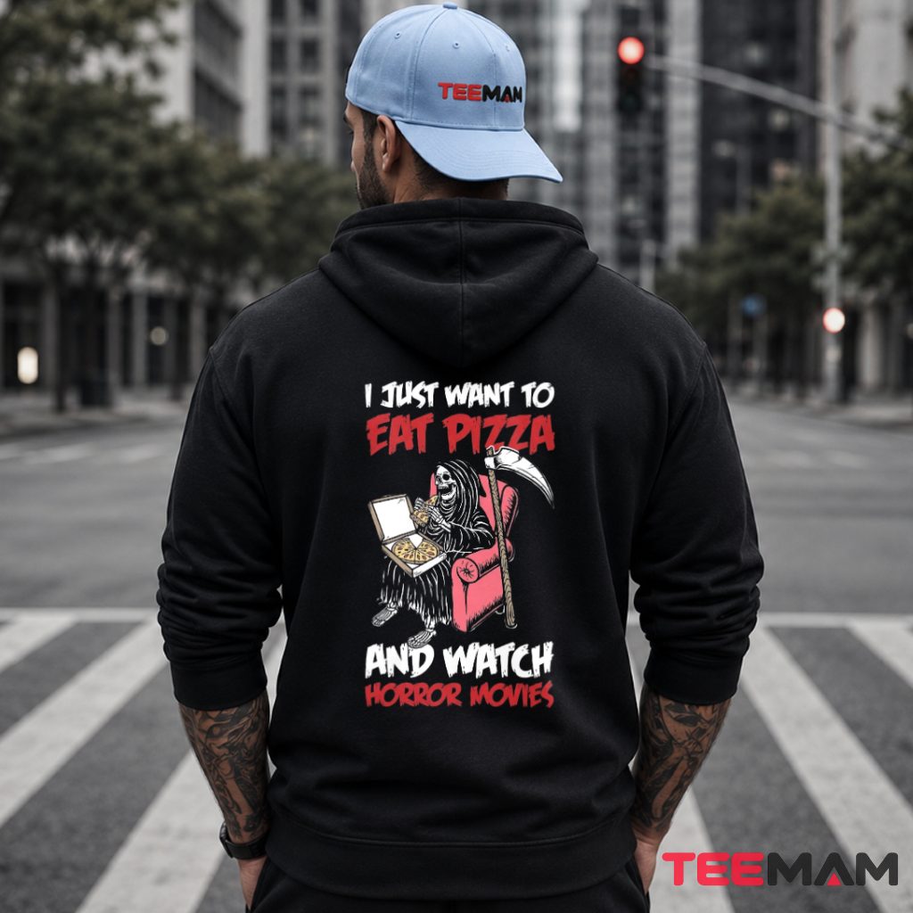 Grim Reaper Eating Pizza Horror Hoodie Grim Reaper Eating Pizza Horror Hoodie