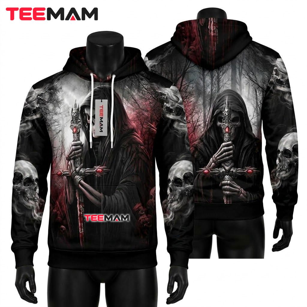 Grim Reaper Halloween 3D Hoodie Front