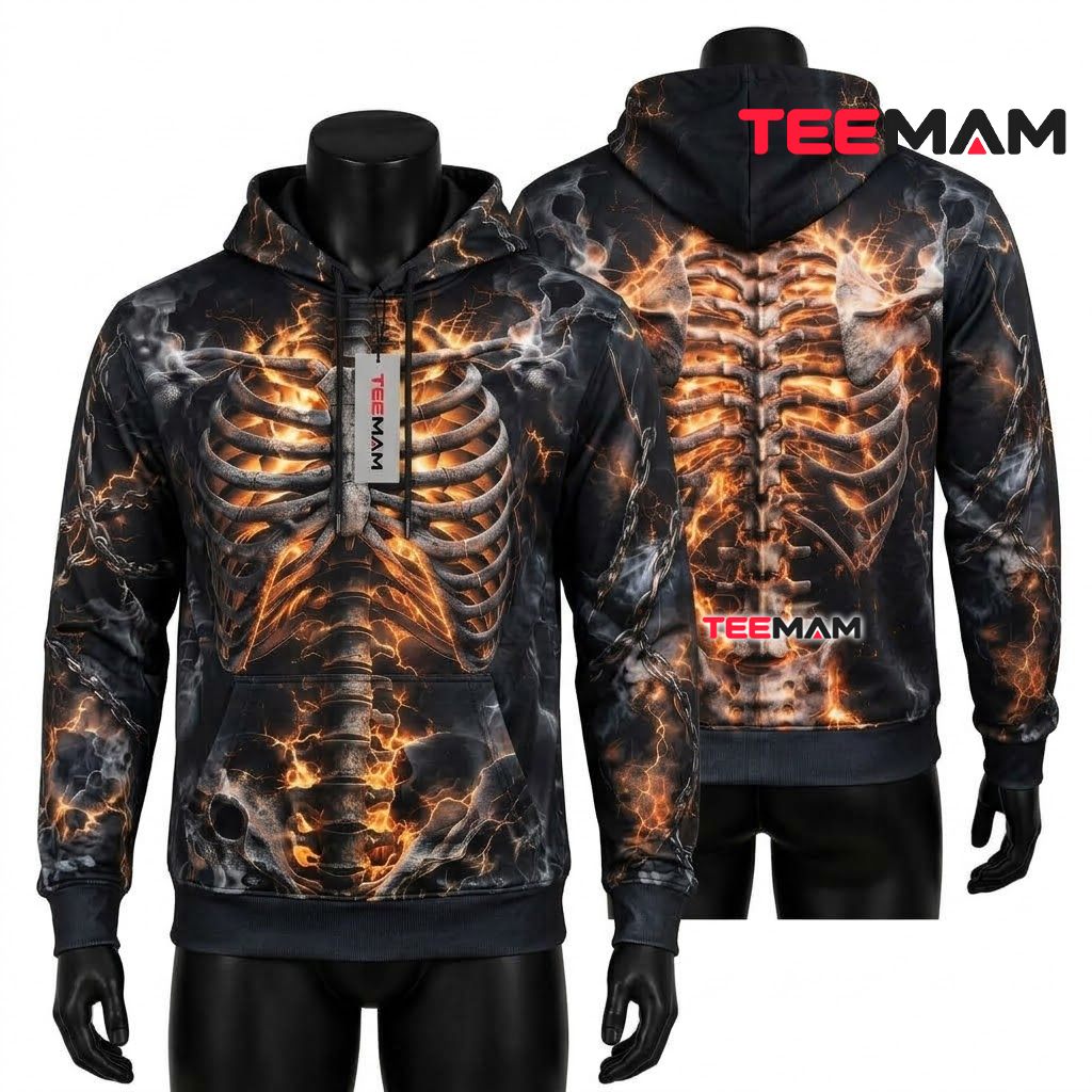 Halloween 3D Hoodie Skeleton Bones Costume