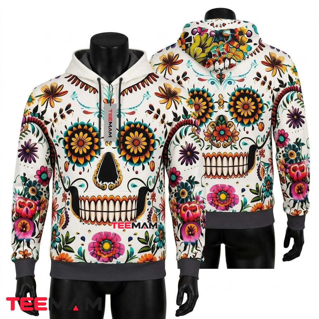 Halloween 3D Hoodie Sugar Skull Dia De Los Muertos Front