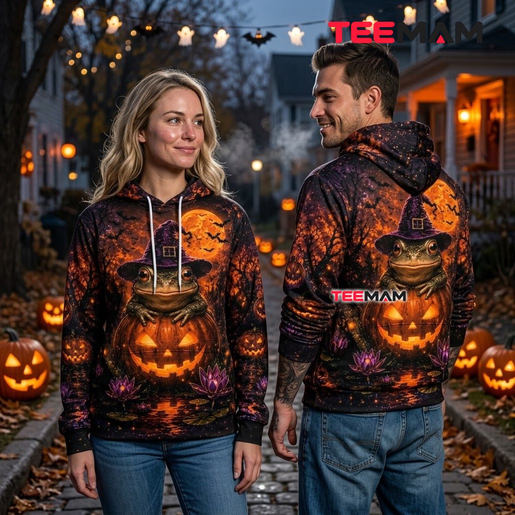 Halloween 3D Hoodie Witch Frog Pumpkin Back Halloween 3D Hoodie Witch Frog Pumpkin Back