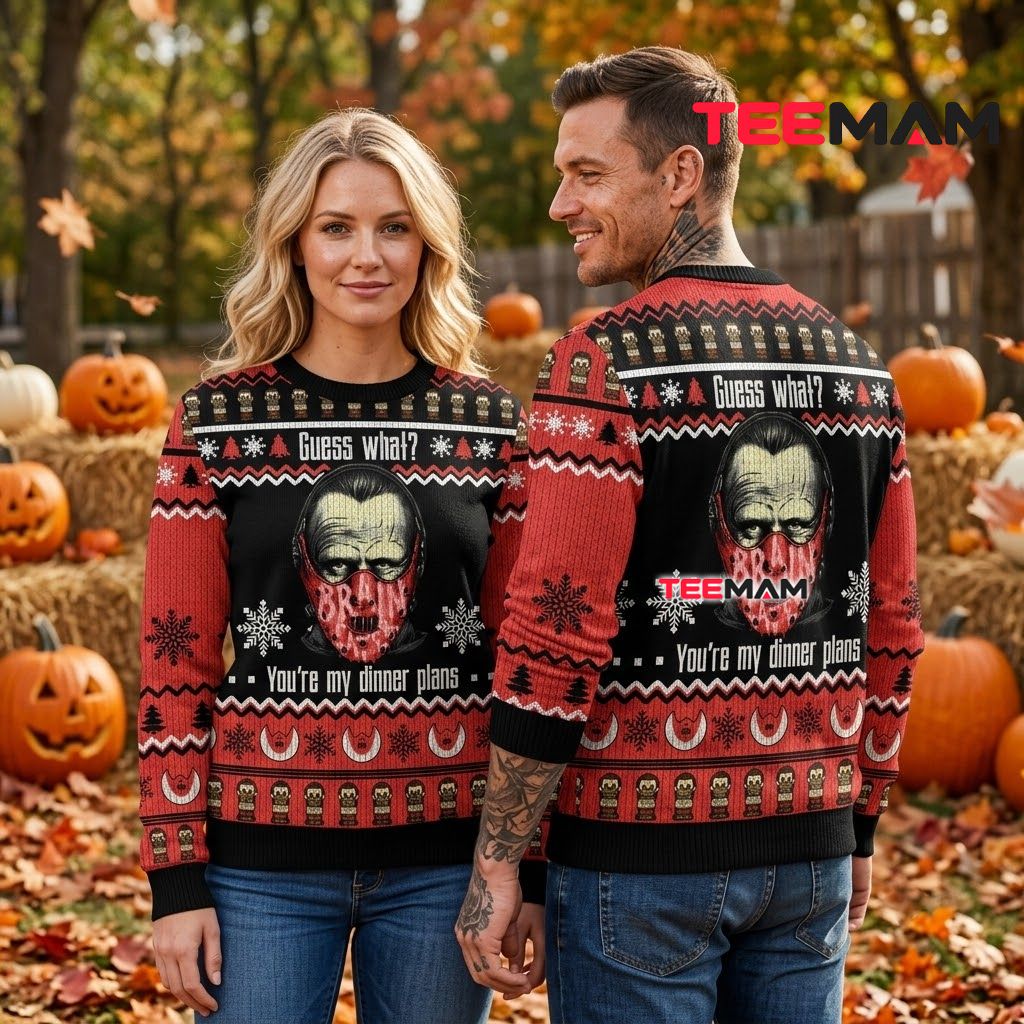 Hannibal Lecter Ugly Halloween Sweater Dinner Plans Mask Back Hannibal Lecter Ugly Halloween Sweater Dinner Plans Mask Back