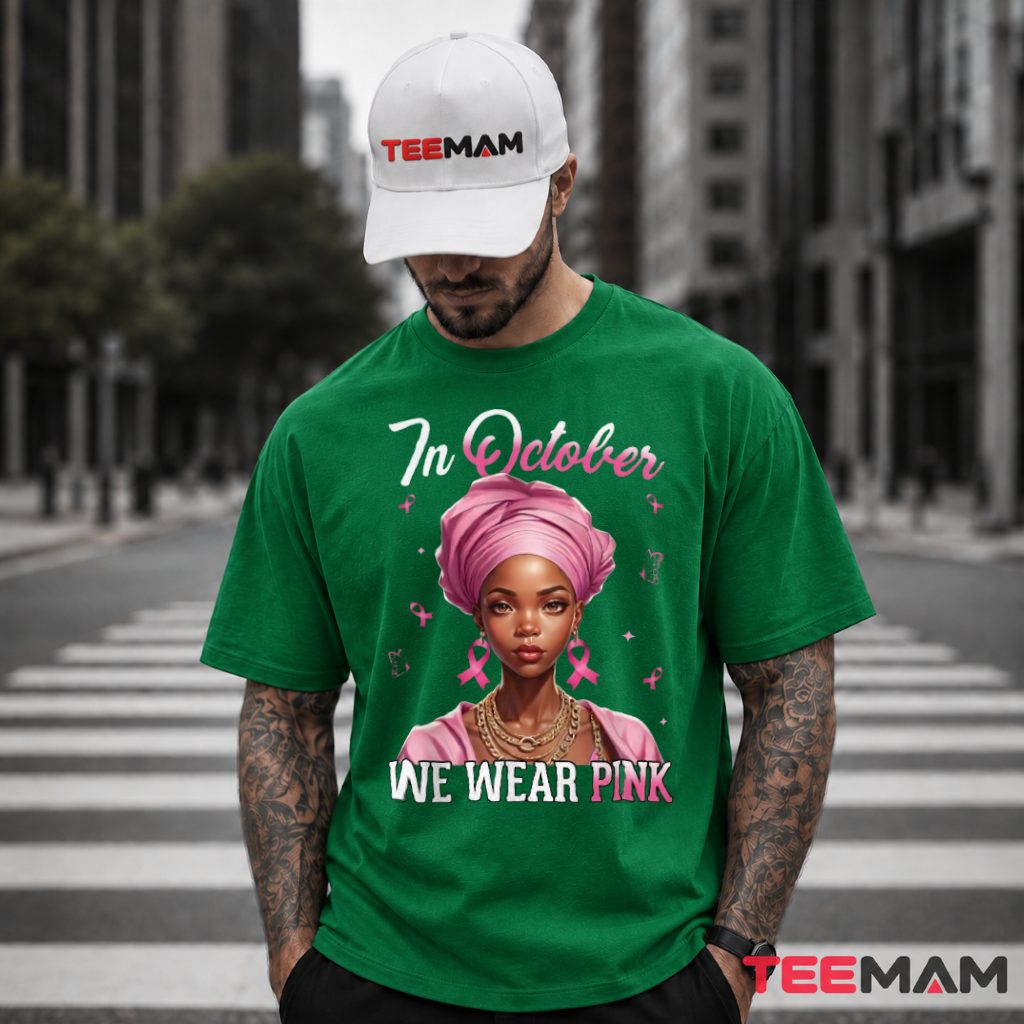 Headwrap Woman October Pink Ribbon Elegant T-Shirt