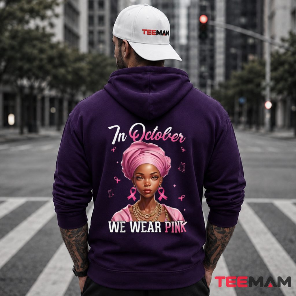 Headwrap Woman October Pink Ribbon Elegant Hoodie Headwrap Woman October Pink Ribbon Elegant Hoodie